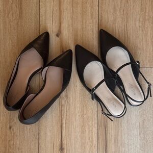 Black Pointed-Toe D'Orsay Flats by Unknown Brand